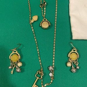 CABI Curio Necklace Earring Set Gold Tone